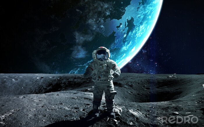 Poster Astronaut die voor de Aarde staat