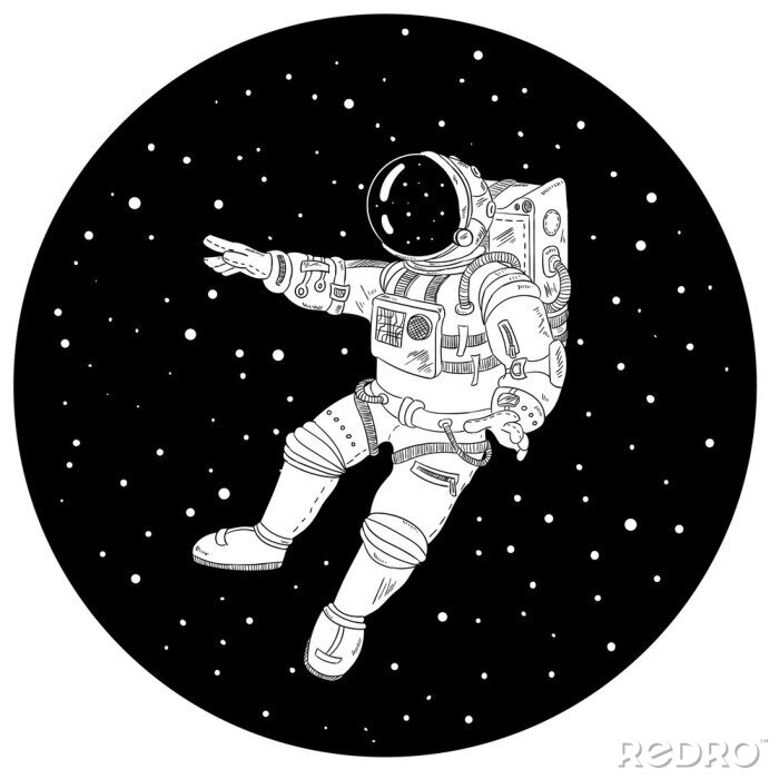 Poster Astronaut in ruimte eenvoudige tekening