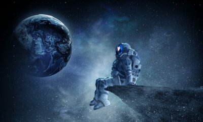 Astronaut op een rots
