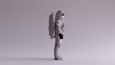 Astronaut zijwaarts op een grijze achtergrond