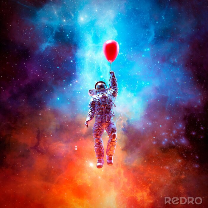 Poster Astronautafbeeldingen op een gekleurde achtergrond