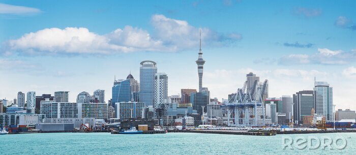 Poster Auckland skyline en wolkenkrabbers