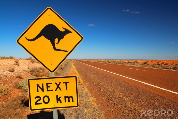 Poster Australische verkeersbord op de snelweg