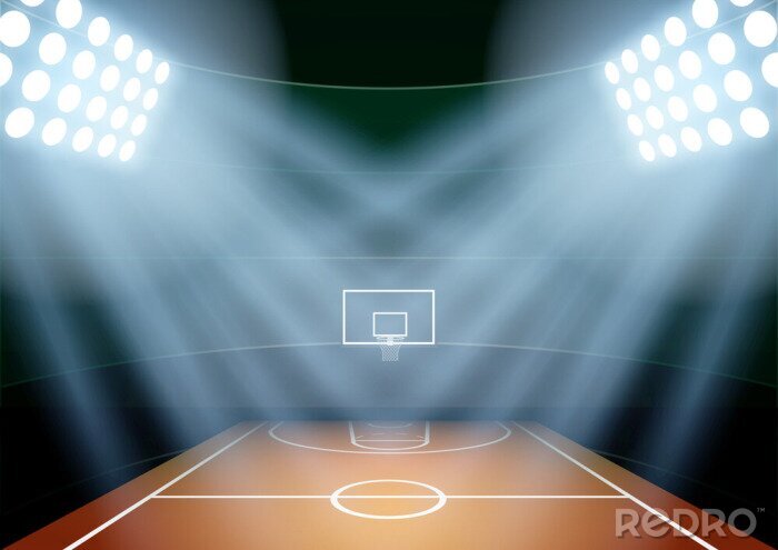 Poster Background for posters night basketball stadium in the spotlight