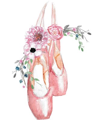 Poster Ballerinaslippers met bloemen