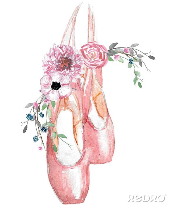 Poster Ballerinaslippers met bloemen