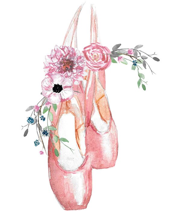 Poster Ballerinaslippers met bloemen