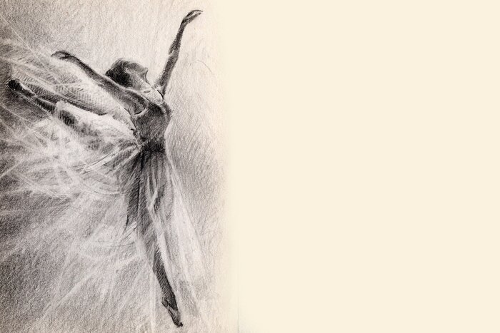 Poster Balletdansende geschetste ballerina