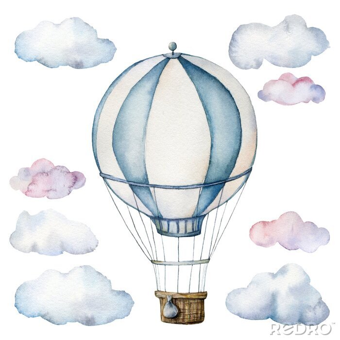 Poster Ballon in de wolken