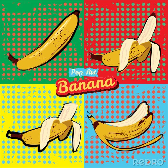 Poster Bananen veelkleurig pop-art