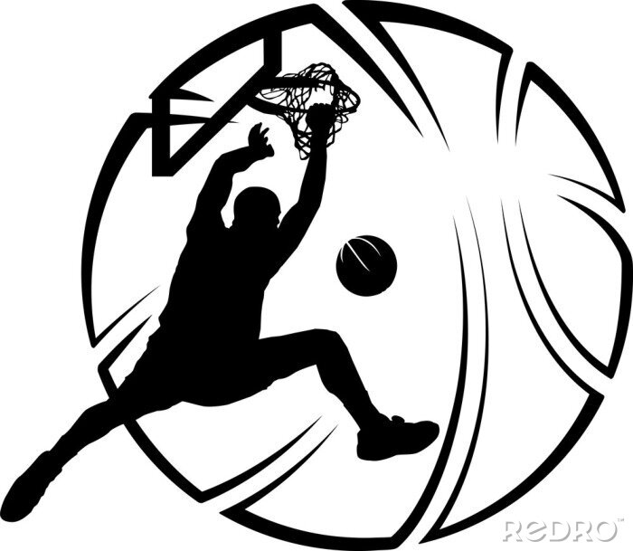 Poster Basketbal Dunk met Gestileerde Bal