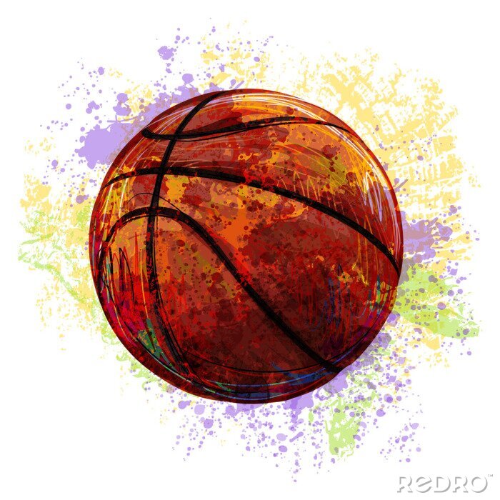Poster Basketbal Gemaakt door professioneel kunstenaar. Deze illustratie is gemaakt door Wacom-tablet met behulp van grunge texturen en borstels