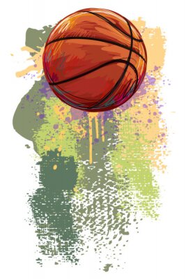 Poster Basketbal op een geschilderde achtergrond