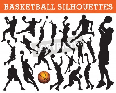 Poster basketbal silhouetten
