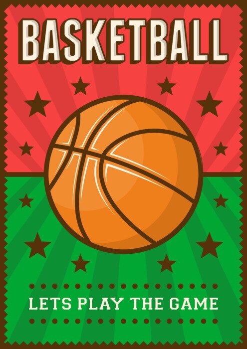 Poster Basketbal Voetbal Sport Retro Pop Art Posters Bewegwijzering