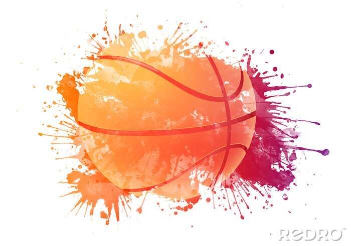 Poster Basketbalbal met spatten