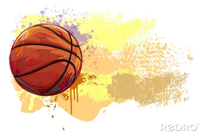 Poster Basketball Banner. Alle elementen zijn in verschillende lagen en gegroepeerd.