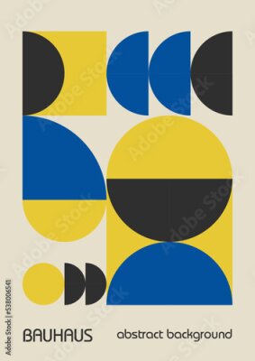 Poster Bauhaus blauw en geel