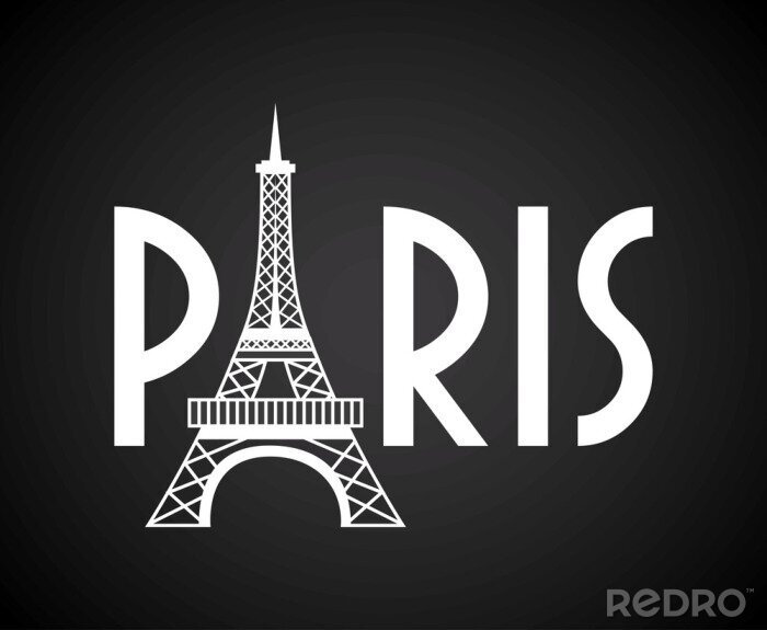 Poster Belettering van de stad Parijs