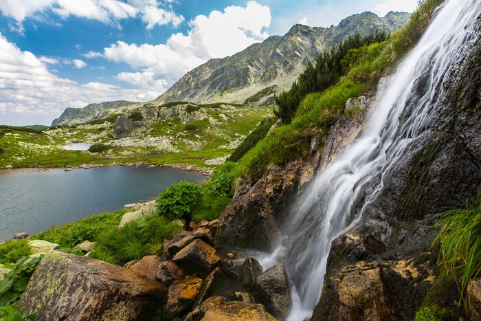Poster Berg waterval landschap
