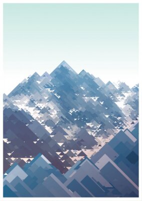 Poster Bergen, vector geometrische afbeelding bestaat uit driehoeken
