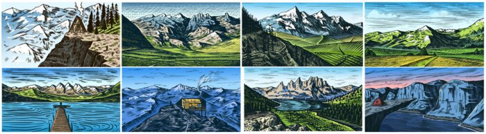 Poster Bergpanorama in verschillende variaties