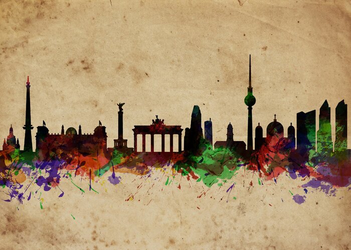 Poster Berlijn beschilderd met verf
