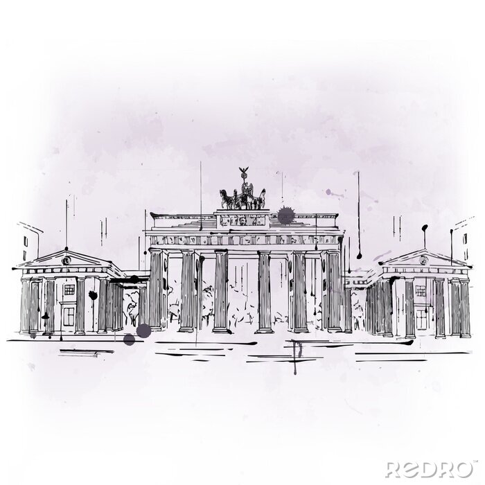 Poster Berlijn op een schets