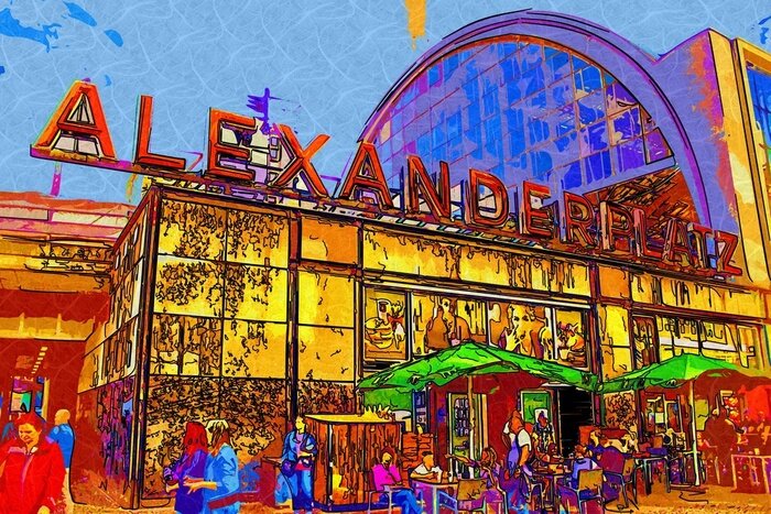 Poster Berlijnse afbeeldingen op de Alexanderplatz