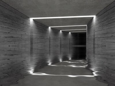 Betonnen tunnel met water