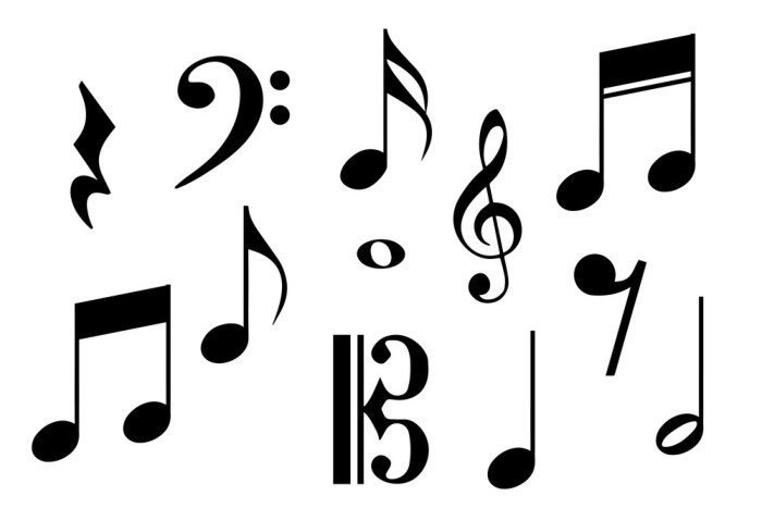 Poster Big set of music notes. Vector illustration