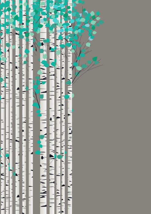 Poster Birchwood bos kaart