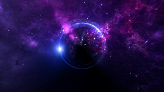 Poster Black hole, planets and galaxy. Science fiction wallpaper. Astronomy is the scientific study of the universe stars, planets, galaxies