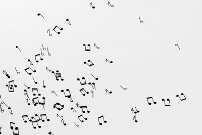 Poster Black music notes with white background, 3d rendering.
