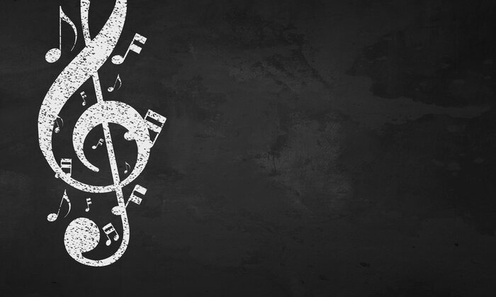 Poster Blackboard Musical Notes