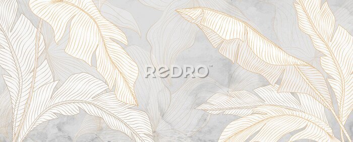 Poster Bladerpatroon in pasteltinten