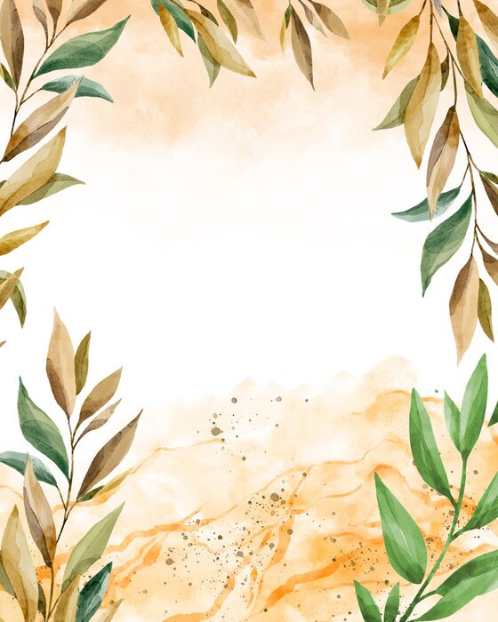 Poster Bladmotief dat een kader vormt