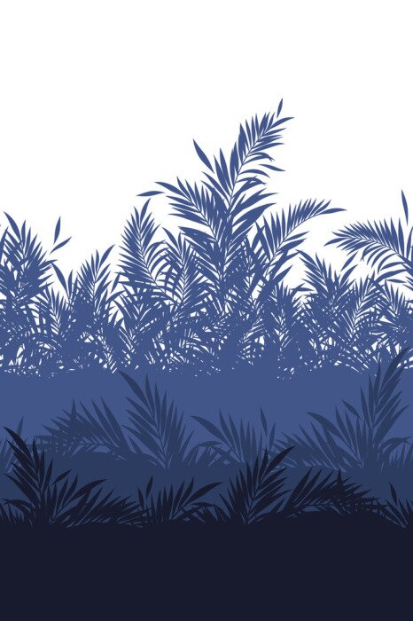 Poster Blauw jungle thema