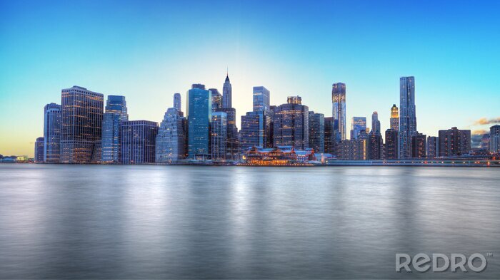 Poster Blauw landschap van New York