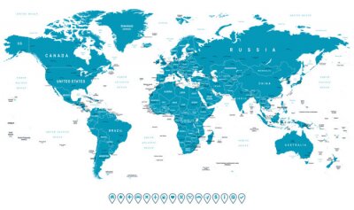 Blauw patroon met wereldkaart
