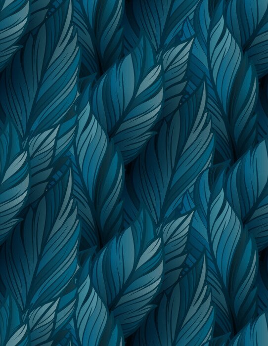 Poster Blauwe bladeren die een uniforme achtergrond vormen