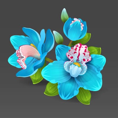 Poster Blauwe bloemen vector afbeelding