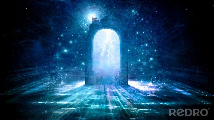 Poster Blauwe fantasie poort