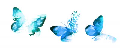 Blauwe groene abstracte vlinders moderne illustratie