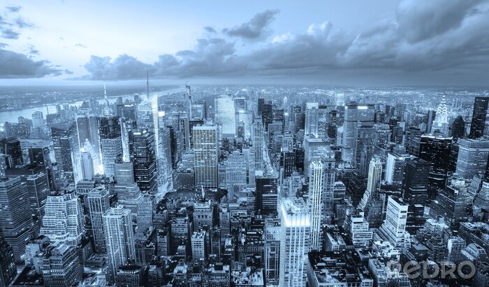 Poster Blauwe skyline van New York