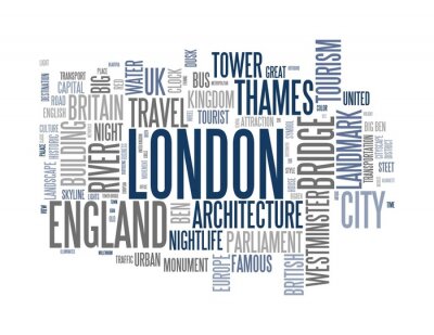 Blauwe typografie die verwijst naar Londen