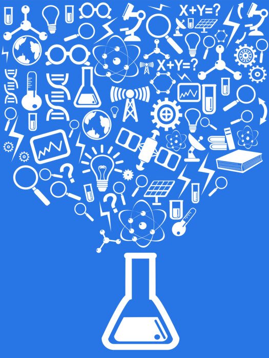 Poster Blauwe wetenschappelijke achtergrond