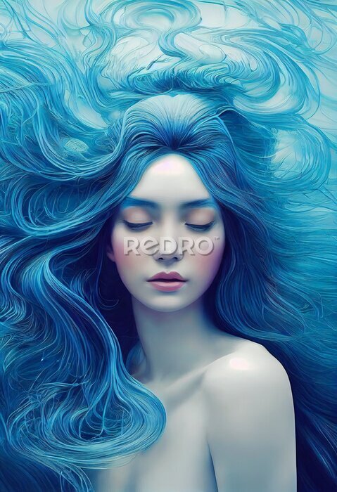 Poster Blauwharige zeemeermin
