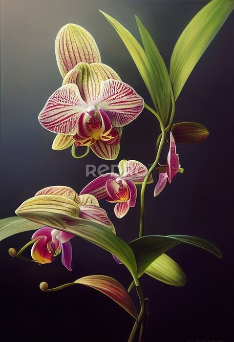 Poster Bloeiende roze orchidee