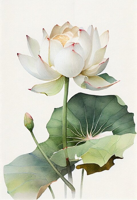 Poster Bloeiende witte lotus